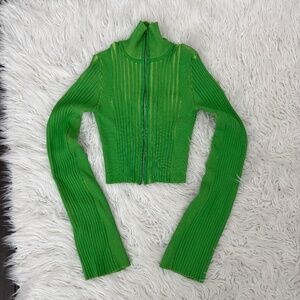 Simon Miller Green Peep Zip Sweater XS ZIPPER PULL MISSING
